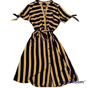 Who What Wear Yellow & Blur Striped Dress